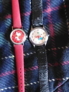 Kids Cartoon Character Watch - Pink and Black Strap"Read Description"